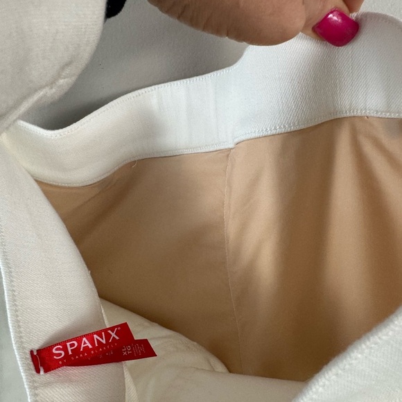 Spanx Shapewear everywhere White High-Waisted raw hem jeggings size XL lined - Picture 5 of 12